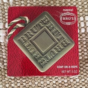 Faberge Brut Soap-On-A-Rope in Red Packaging Original Scent Receipt attached VTG